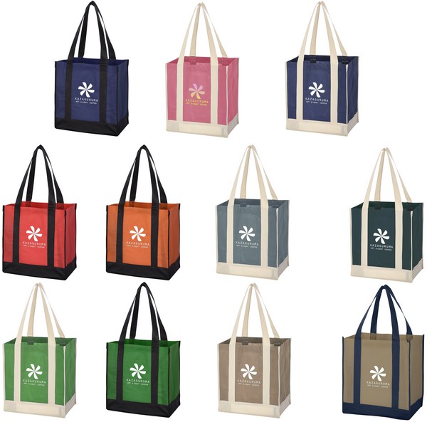JH3331 Non-Woven Two-Tone Shopper TOTE BAG with Custom Imprint